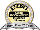 Best's | Client Recommended | Insurance Attorneys | Listed Over 25 Years